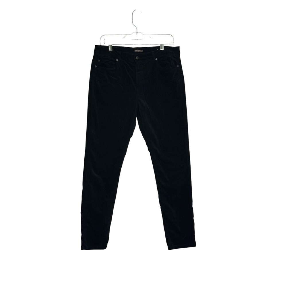 J McLaughlin Velvet Corduroy Pants Women‎ Black Slim Leg Stretch Quiet Luxury  8